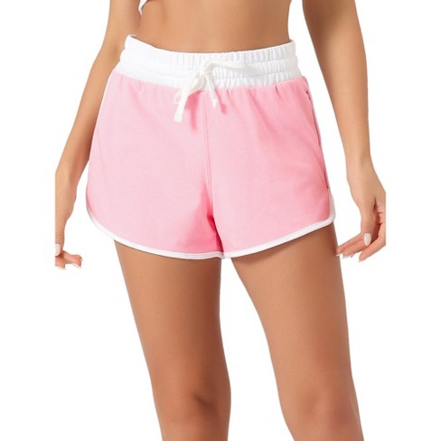 cheibear Women's Sweat Shorts Casual Summer Lounge Athletic Running Elastic  Cotton Pajama Shorts Pink X-Small