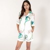 Anna-Kaci Lounge Women's Short Sleeve Button Front Satin Pajama Set with Ocean Print Design - 2 of 4