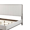 80.25" Eastern King Bed Carena Bed Light Gray Fabric White Brown Finish - Acme Furniture: Tufted Headboard, Faux Leather, Wood Frame - 3 of 4