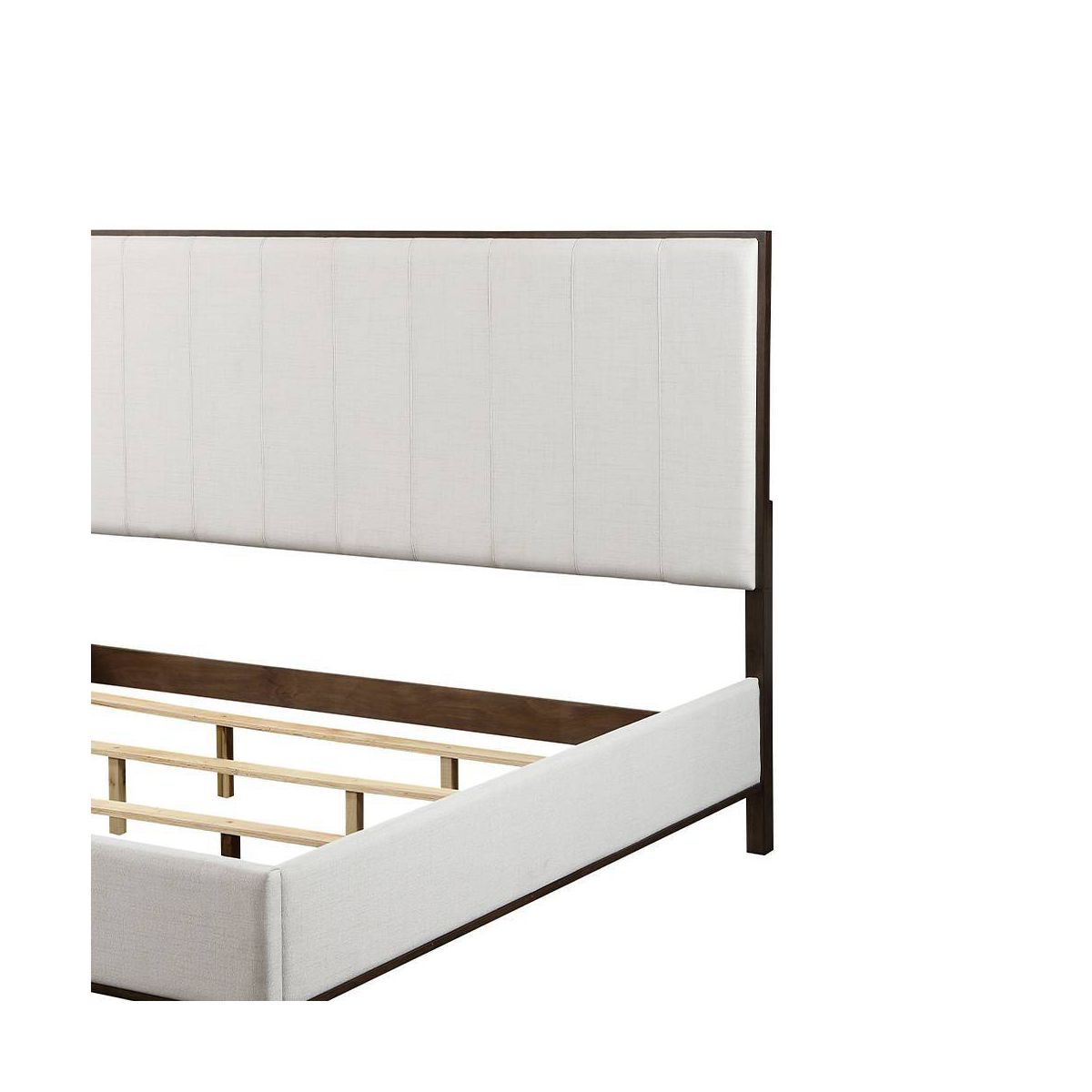 80.25" Eastern King Bed Carena Bed Light Gray Fabric White Brown Finish - Acme Furniture: Contemporary Upholstered Wood Frame - thumbnail 3