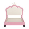 Twin Size Upholstered Platform Bed with Crown Headboard - 4 of 4