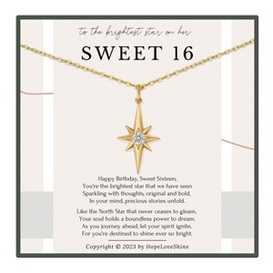 HOPE LOVE SHINE Sweet 16 Necklace – 16th Birthday Gift for Niece, Daughter or Granddaughter Gold or Silver - 1 of 4