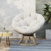 Okak Boho Style Papasan Chair 360° Swivel Lounge Chair for Patio,Rustic Rattan Lazy Chair with Thick Cushion for Porch,Garden&Backyard,250lbs Max - 3 of 4