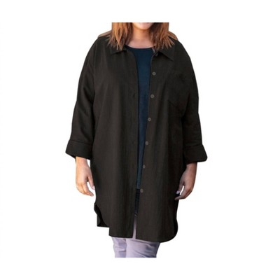 Women's Cotton Collar Long Sleeve Kendall Shirt - Plus - On The Plus Side