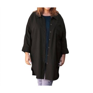 Women's Cotton Collar Long Sleeve Kendall Shirt - Plus - On The Plus Side - 1 of 2