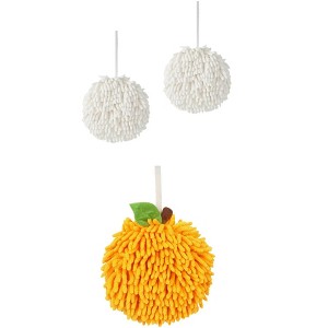 REGALWOVEN 3 Pack Chenille Soft Absorbent Fuzzy Ball Hand Towels for Bathroom 6" x 6" - 1 of 4