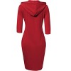 Women's Casual Long Sweatshirts 3/4 Sleeve Hooded Bodycon Dress with Kangaroo Pocket - 2 of 4
