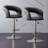 Studio 55D Groove Chrome Swivel Bar Stools Set of 2 30" High Modern Adjustable Black Cushion with Backrest Footrest for Kitchen Counter Height Island - 2 of 4