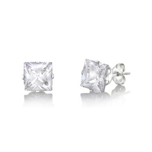 Steeltime Ladies stainless steel square simulated diamonds stud earrings - 1 of 4