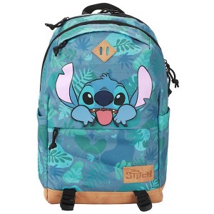Disney Stitch Tropical Print 17.5" Hooded Backpack - 1 of 4