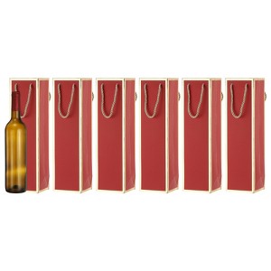 Unique Bargains Thick Kraft Paper Gold Edge Wine Gift Bags 13.7" x 3.7" x 3.5" 6 Pcs - 1 of 4
