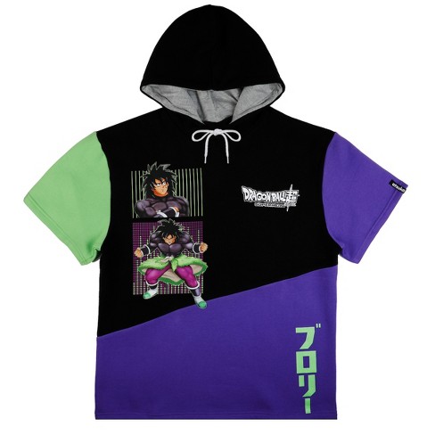 Dragon Ball Super Super Hero Broly Short Sleeve Purple Green Black Split Hoodie