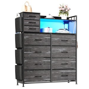 Dresser with Fabric Drawers, 8+3 Drawers for Storage Clothes, Sturdy Metal Frame, Wood Top, 4 Side Pockets, for Bedroom, Living Room, Hallway - 1 of 4