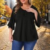 Women's Plus Size Ruffle V Neck 3/4 Sleeve Business Casual Dressy Blouses - Agnes Orinda - 2 of 4
