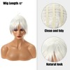 Unique Bargains Women's Halloween Wigs 12" White with Wig Cap Synthetic Fibre - 3 of 4