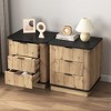 TiramisuBest Natural Elegance - Solid Wood Texture Three-Drawer Side Cabinet - Black MDF Design - 2 of 4