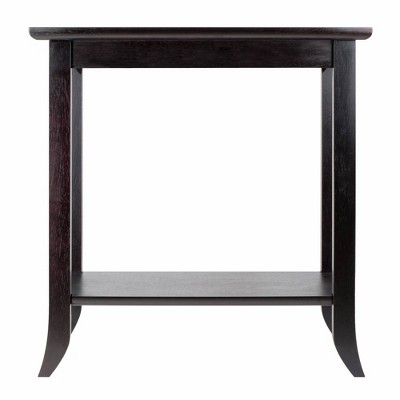 Espresso Rectangular Wood End Table with Glass Top