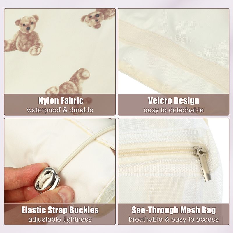 Unique Bargains Teddy Bear Style 4 in 1 Detachable Hanging Roll Up Travel Makeup Bags and Organizers White Brown, 4 of 7