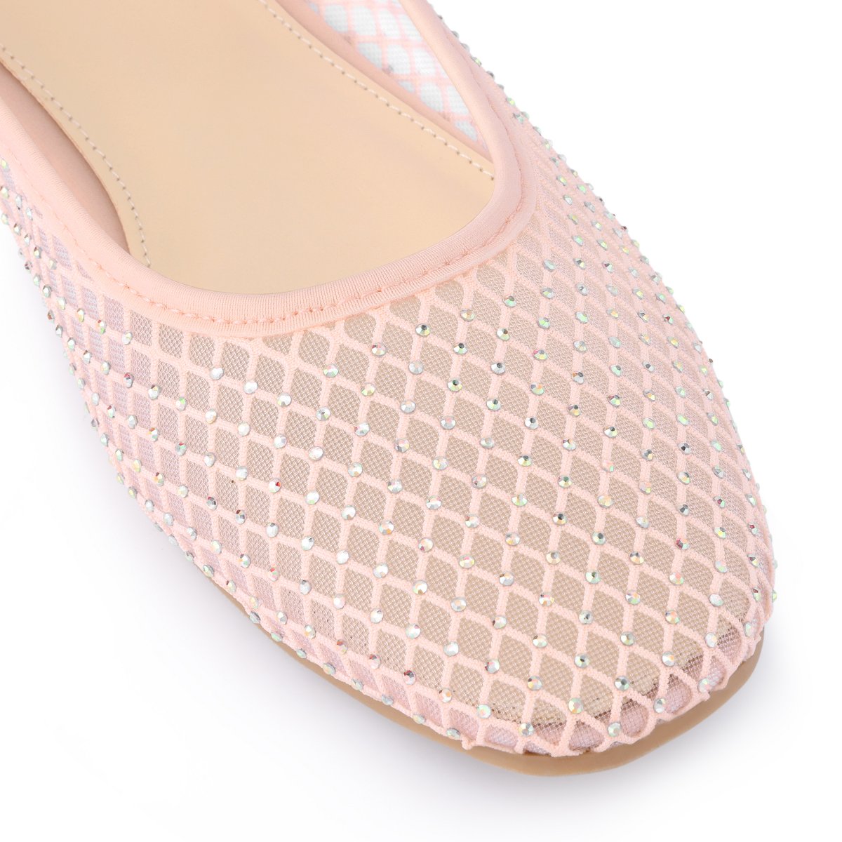 Обувь BLISSFUL STEP Women's Rhinestone Breathable Mesh Round Toe Ballet Flats Pink 7 — фото 2