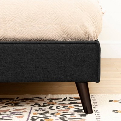 Elegant Matte Charcoal Upholstered Queen Bed with Chic Headboard