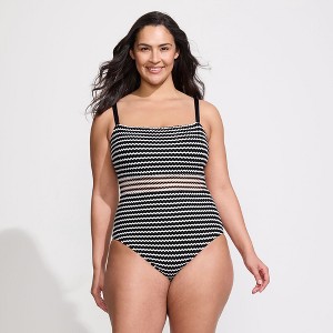 Lands' End Women's Crochet Square Neck High Leg One Piece Swimsuit - 1 of 4