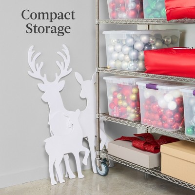 White 3-Piece 46" Outdoor PVC Deer Family Silhouette Set
