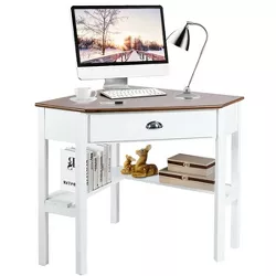 Costway Corner Computer Desk Laptop Writing Table Wood Workstation Home Office Furniture