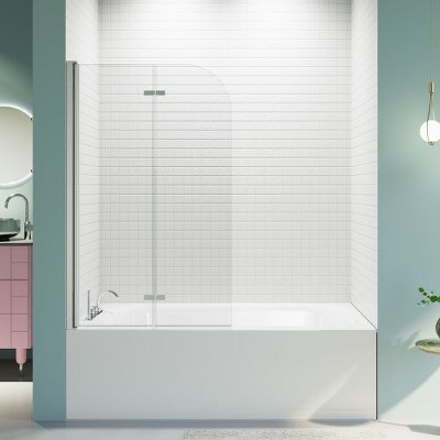 FRAMELESS PIVOT BI-FOLD BATHTUB DOOR:?6mm?thick SGCC tempered glass, reversible for versatile installation.