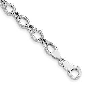 Black Bow Jewelry 7.5mm 14K Yellow or White Gold Hollow Fancy Link Chain Bracelet, 7 In - 1 of 4