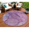Purple Lilac And Lavender Abstract Washable Indoor Outdoor Area Rug - 2 of 4