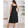 Coolmee Plus Size Summer Dress for Women Sleeveless Spaghetti Strap V Neck Tie Front A Line Casual Beach Midi Dress - 4 of 4