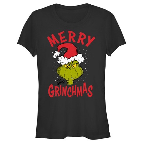 Junior's Dr. Seuss Merry Grinchmas T-shirt - Black - Small : Target