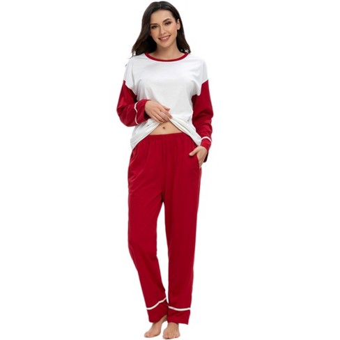 Cheibear Women's Long Sleeve Pajama Set Sleepwear Soft Modal Round Neck  Shirt And Long Pants Nightwear : Target