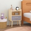 SeaCamel 2-Tier Nightstand with Collapsible Fabric Drawer - White Wood Side Table Storage Cabinet - 2 of 4