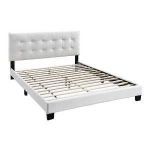 Royal Hampton Full Leatherette Bed with Checkered Tufted Headboard, White - 1 of 4