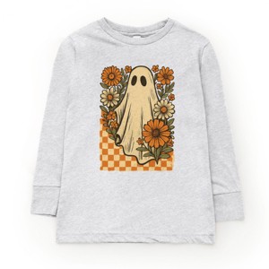 Checkered Ghost Floral Vintage - Youth Long Sleeve Graphic T-Shirt and Toddler Long Sleeve Graphic Tee - 1 of 3