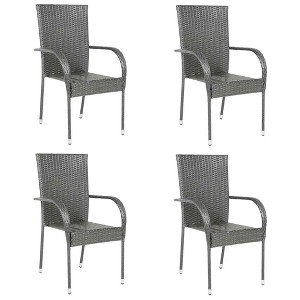 vidaXL Dining Chair Set of 4 Black PE rattan, powder-coated steel - 1 of 4