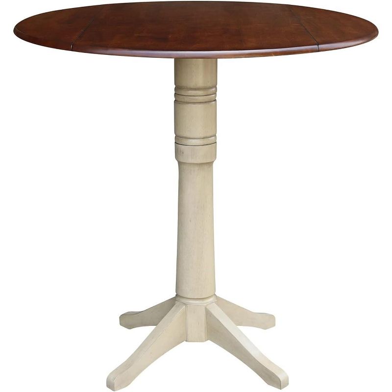 International Concepts 42 inches Round Dual Drop Leaf Pedestal Table - 42.3 inchesH, Almond/Espresso Finish, 1 of 2
