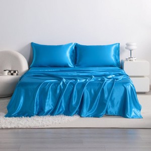 3/4 Pieces Satin Bed Sheet Set, Silky Cooling Soft Sheet Set - NTBAY - 1 of 4