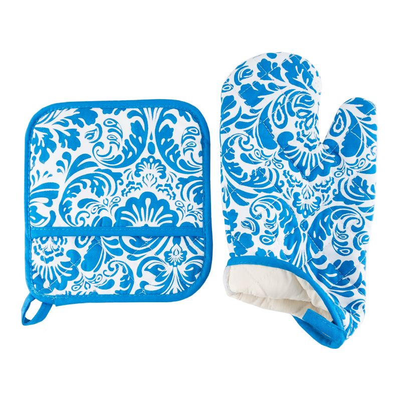 Lavish Home Quilted Oven Mitt and Potholder Set - Flame and Heat Resistant, 3 of 7