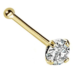 Jewelry Avalanche 22G 14K Gold Ball-end Nose Stud with Diamond - 1 of 3
