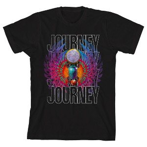 Journey Scarab with colorful wing and Jewel, journey text on black Kids T-Shirt - 1 of 4