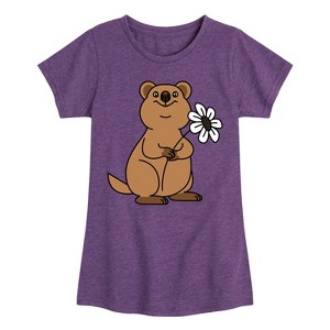 Girls' - Instant Message - Quokka Flower Fitted Short Sleeve Graphic T-Shirt - 1 of 4
