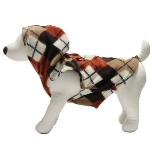 Gooby Design Pet Fleece Vest Hoodie, XLarge, Brown Argyle - 1 of 1