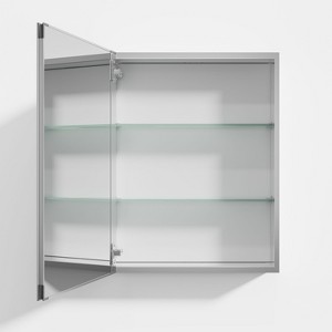 Rounded Edge Iron Craft Rectangle Black Mirror Cabinet - 1 of 4