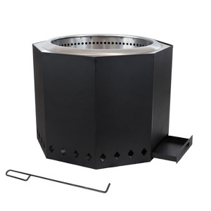 Sunnydaze Outdoor Wood-Burning Stainless Steel Smokeless Fire Pit for the Backyard - Black - 21.5" - 1 of 4
