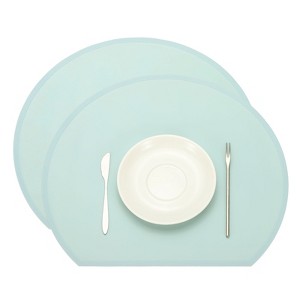 Unique Bargains Silicone Heat Resistant Waterproof Oil Proof Semicircle Placemats - 1 of 4