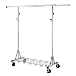 AZL1 Life Concept Garment Rack Durable Heavy Duty 600LBS Rolling Collapsible Adjustable for Commercial Home Bedroom Use, Silver, 54.33"*22.44"*3.54" - 1 of 4