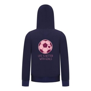 Everyday Kids Sports Collection Life-Is-Better-With-Goals Soccer Girls Zip Up Hoodie – Pink Heart Ball Graphic Sweatshirt - 1 of 4
