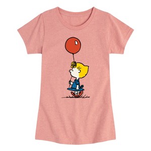 Girls' - Peanuts - Sally Brown Holding Red Balloon Fitted Short Sleeve Graphic T-Shirt - 1 of 4
